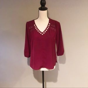 Skies Are Blue Burgundy Blouse | Size SP